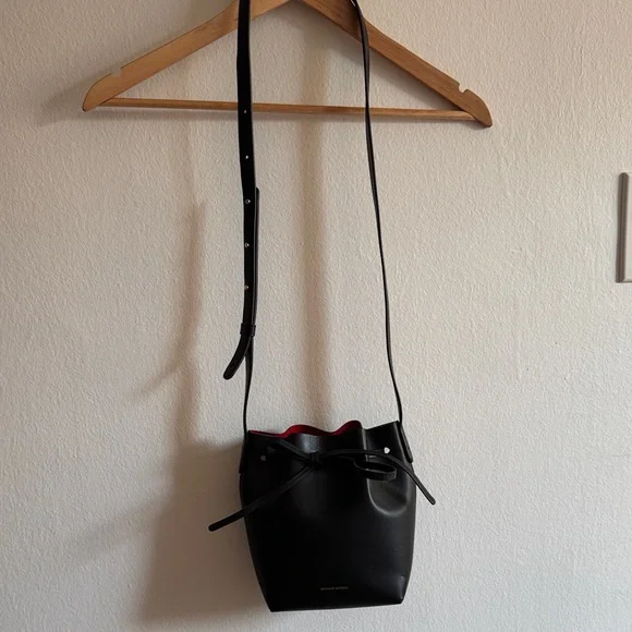 Mansur Gavriel Black and Red Mini Bucket Bag - Picture 4 of 11